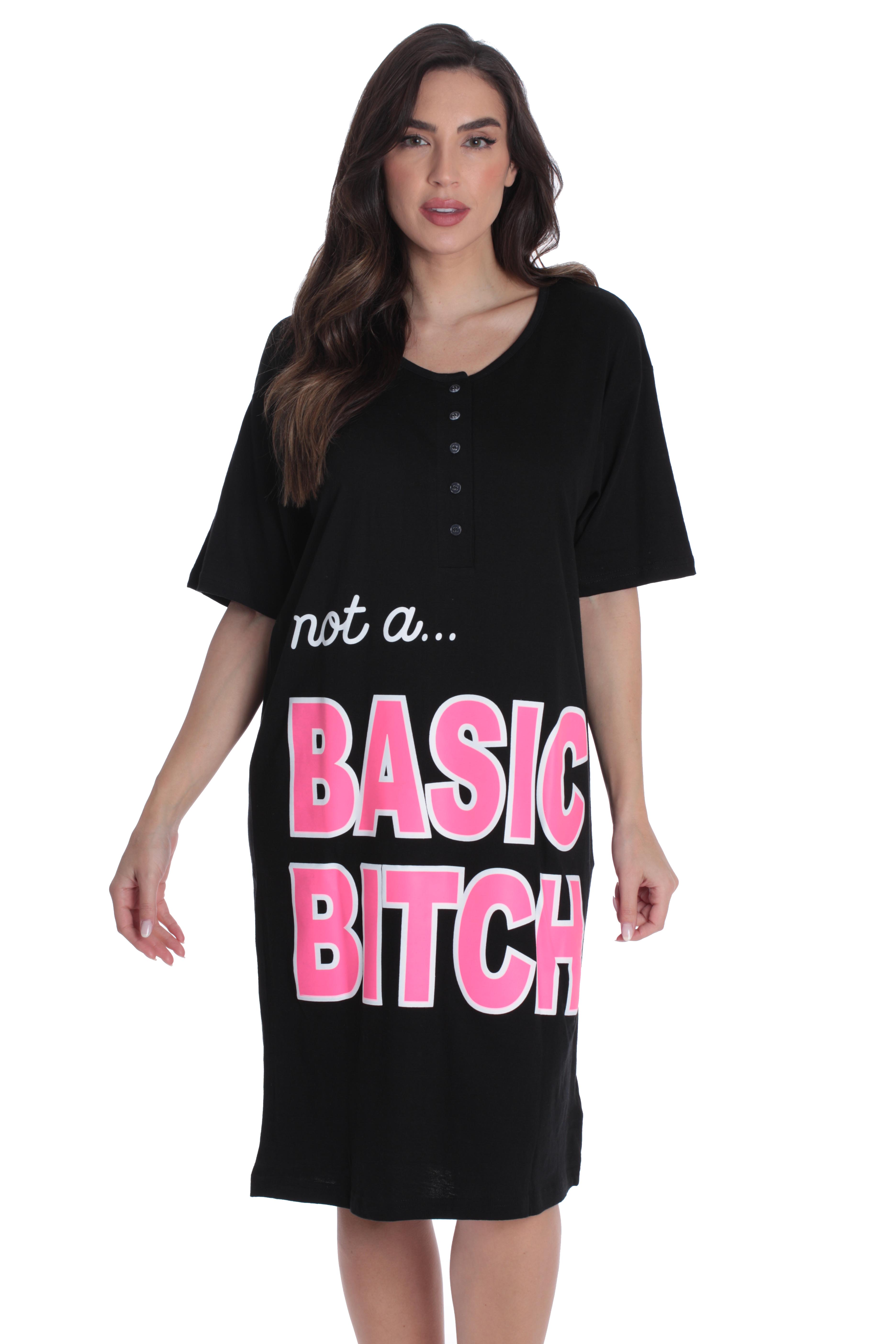Just Love Short Sleeve Nightgown Sleep Dress for Women (Black - Basic, Small)